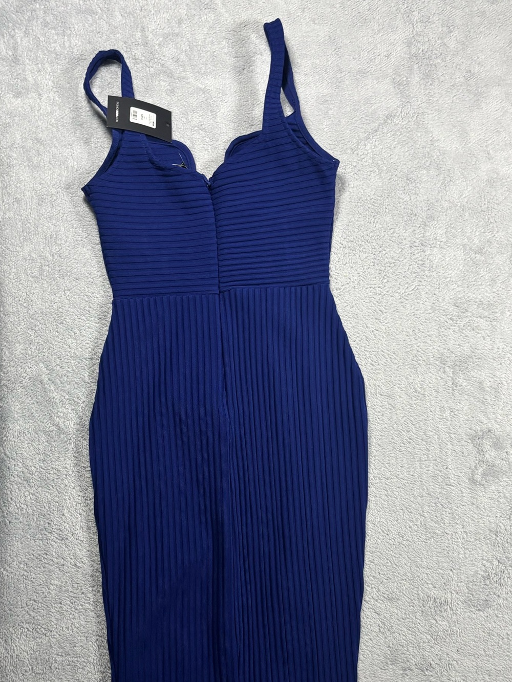 Fashion Nova Royal Blue Ribbed Lace-Up Midi Dress - Picture 2 of 5